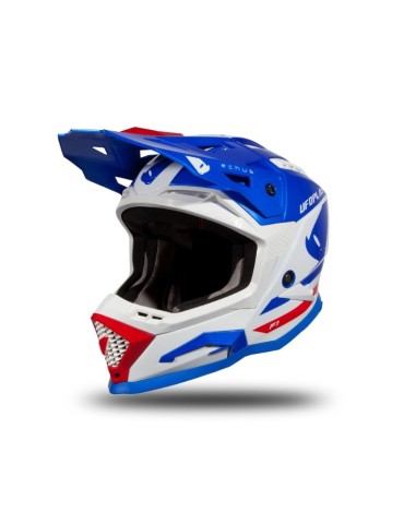 Casque motocross - UFO ECHUS Bleu / Blanc / Rouge