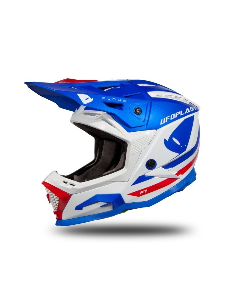 Casque motocross - UFO ECHUS Bleu / Blanc / Rouge