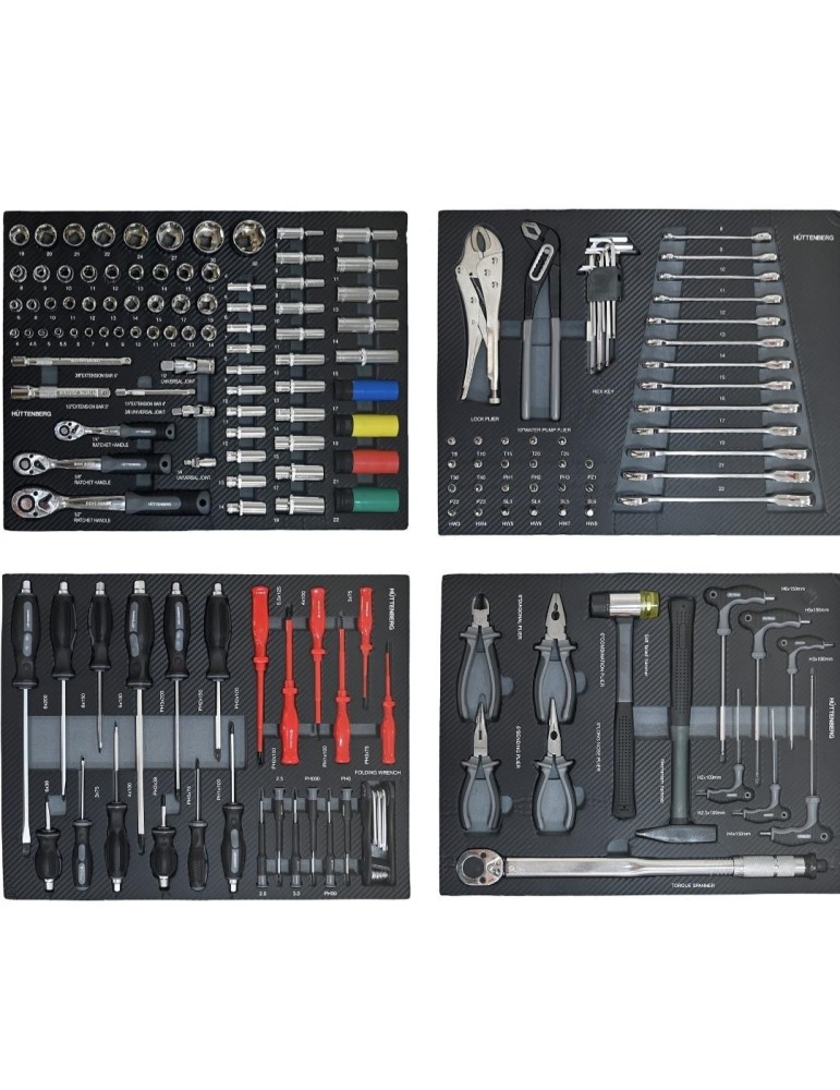 Servante portable Huttenberg 180 outils + clé dynamométrique