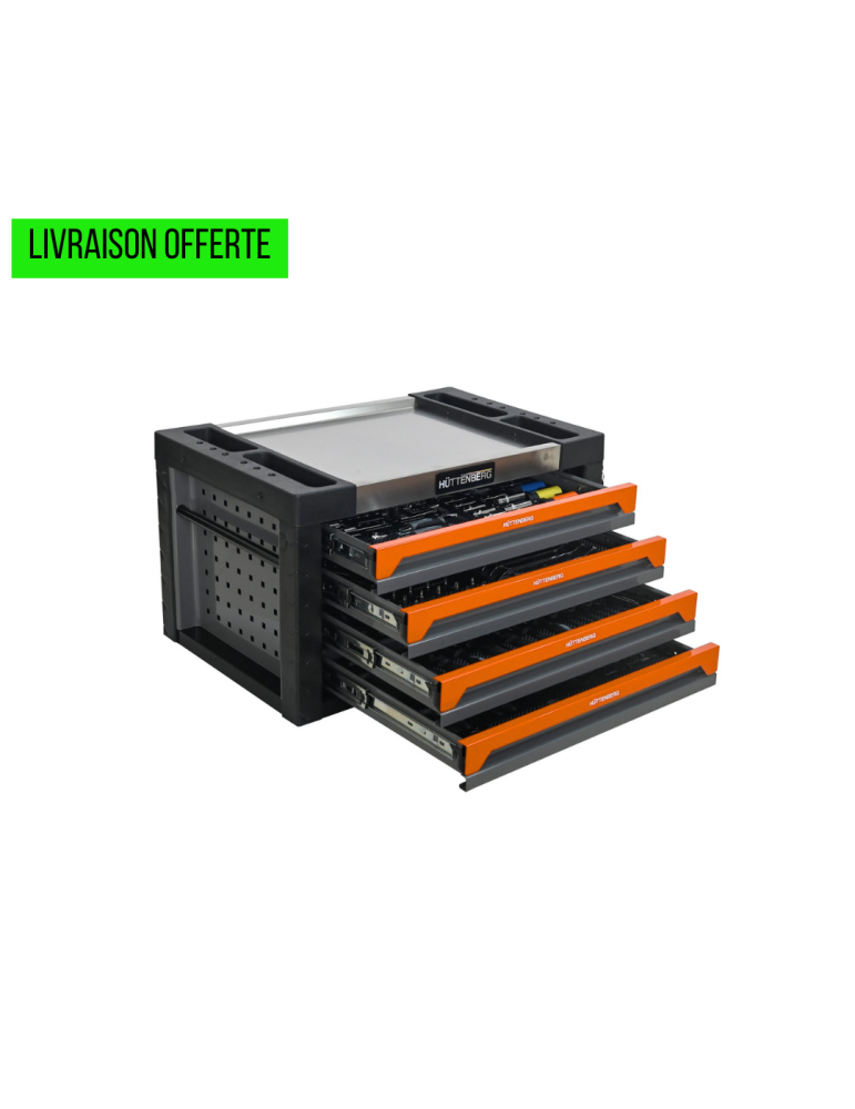 Servante portable Huttenberg 180 outils + clé dynamométrique